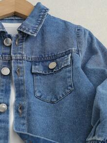 3pcs/Set Boys Spring/Autumn Denim Jacket Outfit, Including Long Sleeve T-Shirt And Jeans, Casual Holiday Wear