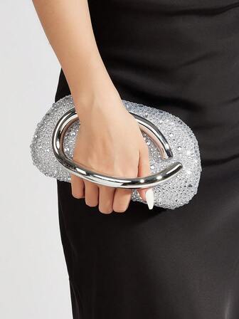 闪亮、迷人、优雅、精致的水钻装饰盒包迷人手提包、派对女孩、女士的晚宴包，适合女性参加派对、婚礼、舞会、晚宴/宴会，是送给女性的最佳礼物，非常适合派对婚礼（有链条和内部颜色的类别，如图所示，随机发货）