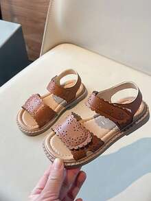 1 双儿童软底防滑舒适轻便易穿脱室内/室外休闲平底凉鞋 - 棕色 - 查看 10