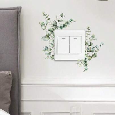 1pc Leaf Pattern Switch Outlet Wall Sticker, Self Adhesive Switch Decoration Decal For Home Decor Wall Stickers Room Decor Wall Decor Bedroom Decor Kitchen Decor