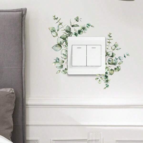 1pc Leaf Pattern Switch Outlet Wall Sticker, Self Adhesive Switch Decoration Decal For Home Decor Wall Stickers Room Decor Wall Decor Bedroom Decor Kitchen Decor