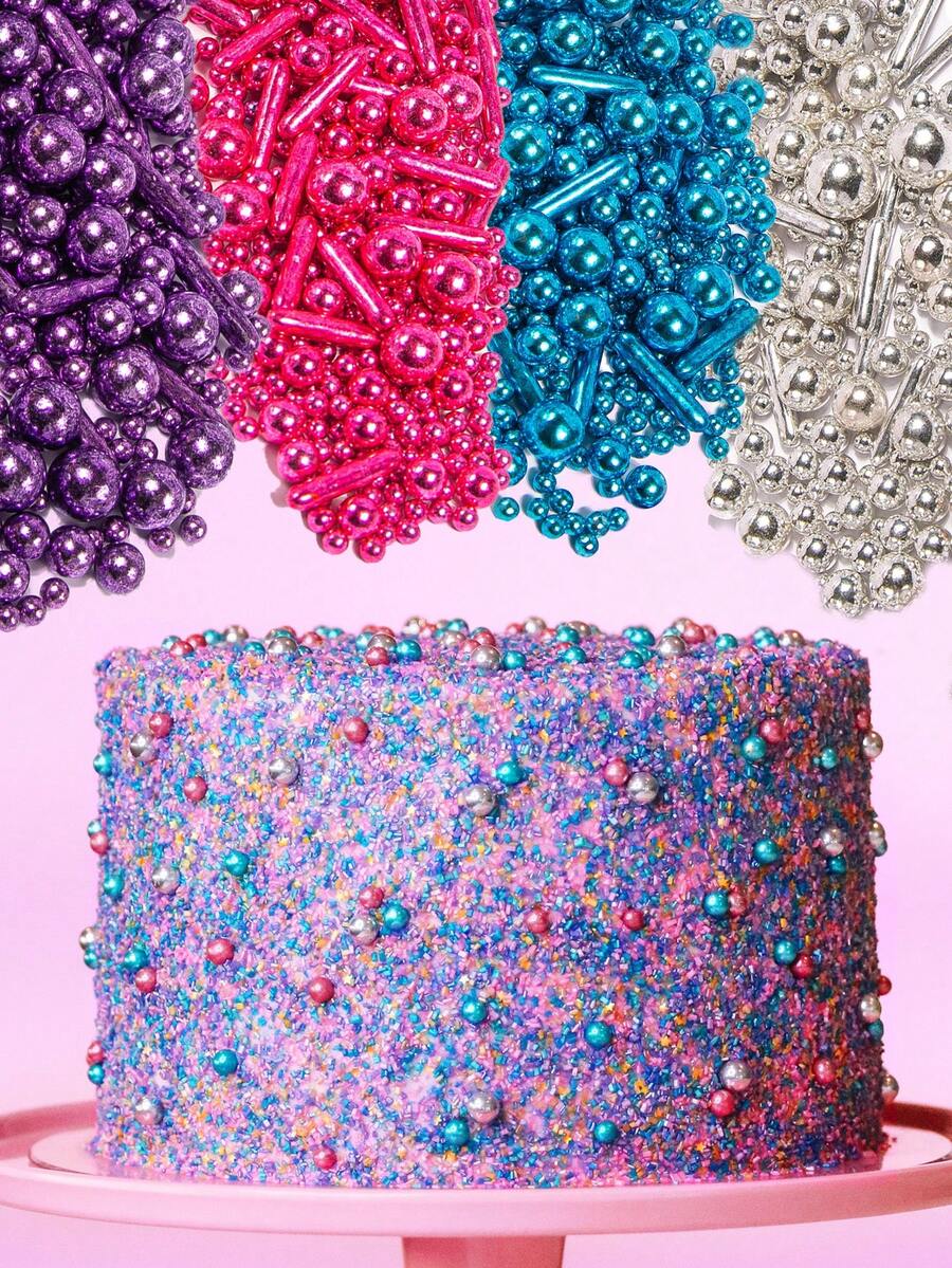 75g/2.6oz Gold Sprinkles Cake Toppers Baking Cake Decorations, Gorgeous Cupcake Decorations, Ice Cream Decorations, Suitable For Holiday Celebrations, Birthday Wedding Party. - Multicolor - View 1