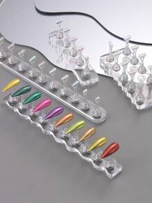 Nail Art Practice Tray,4 Styles Acrylic Aurora Magnetic Nail Holder False Nail Tip Nail Art Practice Whit 5/10 Stands + 1 Base Holder Premium Showing Shelf Nail Art Display Salon DIY Manicure,Suitable For Beginners And Professionals - Multicolor - View 1