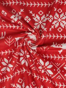 2 piezas Conjunto de pijama de mujer casual con estampado de Feliz Navidad y Año Nuevo, de punto acanalado con cordón, de manga larga y pantalones, adecuado para uso en casa, ropa de invierno - Rojo - Ver 10