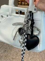 Y2K Fashion Bowknot Heart Shaped Keychain Pendant, Unique Woven Keychain Charm, Women's Keychain Pendant - Bowknot Heart Shaped Charm, Backpack Decor, Daily Accessory, Perfect Gift For Women, Woven Ring Design, Bag Charm