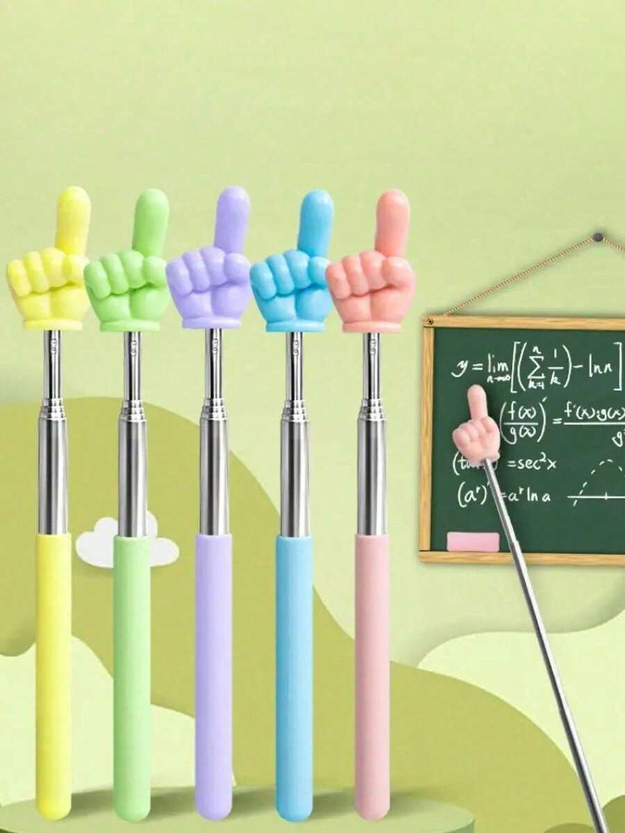 5 件/可伸缩不锈钢阅读教鞭、教学教鞭、指挥棒,适用于教师、家长、办公室、学校、绘图、荧光笔、文具、学校用品、家庭教育(颜色随机) - 彩色 - 查看 1