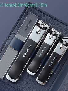 4 PCS Nail Clipper Set For Men Women, 4 Pcs Stainless Steel Toenail Clippers Kit, Fingernail Clipper With PU Leather Storage Case Nail Clippers Manicure Set Stainless Steel Toe Finger Nail Clippers Portable Professional Grooming Kits