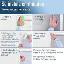 Mosquitera Magnética para Puertas,Cortina Malla,Junta magnética de arriba a abajo con cierre automático,con Nylon Tiras de Almacenamiento en los Lados,Cinta Sin Taladros (, )(negro 220*120cm) - Tipo 1 - Ver 5