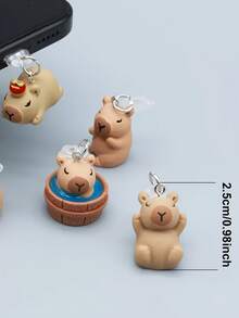 1pc Cute Capybara Home Phone Dust Plug Charm - Multicolor - View 5