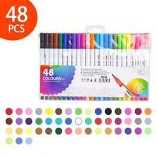 Kit 12/24/36/48/60/80/100/120 Colors Brush Pen Lettering Double Tip Fine And Brush - 48色/套 - 查看 8