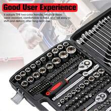 GEARZAAR 216PCS Socket Set 1/4 3/8 1/2" Spanner Drive Ratchet Wrench Mechanic Tool Kit - mặc định - Xem 8