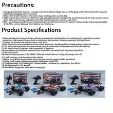 1:16 比例 38km/h 无刷遥控怪兽卡车 - 硝基动力高速，带 LED 灯，4x4 电动遥控漂移车，适合青少年遥控车爱好者（可自行组装专业级全地形合金底盘）