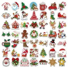 50 pièces Autocollants de Noël, Ornements de Noël, Décorations de Noël, Décorations de Noël d'intérieur, Autocollants de dessin animé pour bouteille d'eau, Hydroflask, guitare, bagage, téléphone, étui, ordinateur portable, planche à roulettes, cadeau - sd2 - Voir 3
