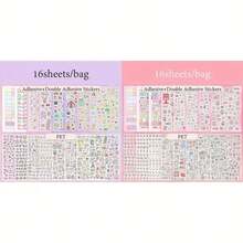 16 miếng dán hoạt hình dễ thương/1 cuốn sách, phong cách INS Hàn Quốc, phụ kiện làm sổ lưu niệm tự làm, thích hợp cho sổ lưu niệm, sổ kế hoạch, ốp điện thoại, bình nước, cốc trên ô tô, máy tính xách tay, đàn ghi ta, xe đạp, ván trượt, hành lý, nhật ký - Nhiều màu - Xem 10