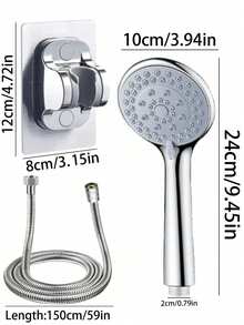 3 szt./zestaw 5-ustawień ręczny zestaw prysznicowy wysokociśnieniowy - wielofunkcyjny zestaw prysznicowy do łazienki z wężem 59-calowym i łatwym w montażu uchwytem ściennym, idealny do prysznica ściennego, nowoczesnej łazienki, prysznica zewnętrznego i kampera, prezent świąteczny i remont łazienki