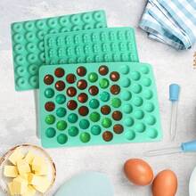 7Pcs Gummy Bear Molds Silicone, Nonstick Gummy Chocolate Candy Worm Molds With 2 Droppers Convenient Filling, Includes Bear, Worm, Dinosaur, Donut And Heart, 218Cavity - Bộ 5 với Gummy Round - Xem 7