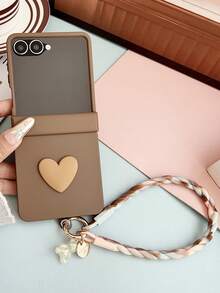 1 件一体式外壳膜，DIY 心形手柄带，适用于三星 Galaxy Z Flip 7、Galaxy Z Flip 7 FE、Galaxy Z Flip 6、Galaxy Z Flip 5、Galaxy Z Flip 手机壳，棕色 - 彩色 - 查看 8