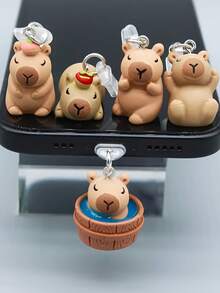 1pc Cute Capybara Home Phone Dust Plug Charm - Multicolor - View 2
