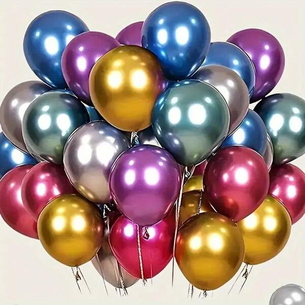 48 Stück 10 Zoll Metallic Glitzer Ballons für Weihnachten Silvester Party Dekorationen, Feiertag Geburtstag Hochzeit Ballons in verschiedenen Farben