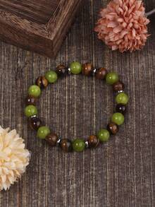 8mm Peridot & Tiger Eye Wealth Bracelet For Women Men, Attract Abundance & Prosperity, Opportunities, Good Fortune Healing Yoga Meditation Jewelry For Women
