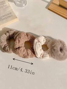 Conjunto de 7 scrunchies femininos de pelúcia de coelho, em cores sólidas, grossos e simples, para outono/inverno. Acessórios de cabelo versáteis, fofos e estilosos, perfeitos para o dia a dia, rabo de cavalo, maquiagem e para combinar com roupas.