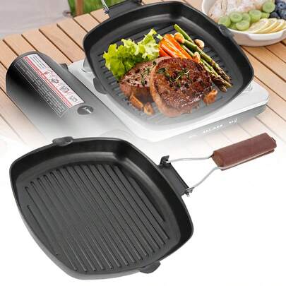 Cooking Frying Pan Non Stick Compact Folding Handle Carp Fishing Camping Outdoor