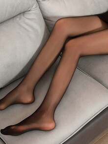 1 pieza Pantimedia ultra-semitransparente para mujer para negocios y mejorar el aspecto, adecuado para todo tipo de tallas grandes - Negro - Ver 6