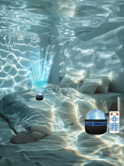 LED Water Wave/Aurora Projection Night Light, USB Powered With Remote Control, RGB Water Wave Effect, Perfect For Bedroom, Party, Travel And Home Decor