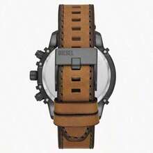 Diesel 1 Reloj Diesel Griffed Cronógrafo para Hombres - Caja de acero inoxidable negro de 48 mm, Esfera negra con índices de barras, Correa de cuero negro, Resistente al agua 50 M - DZ4569