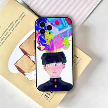 Shigeo Kageyama Manga Mob Psycho 100 Phone Case Cover Compatible With  17 Air 16 15 14 13 Pro Max 11 12 Black Silicone Cover, Cover Compatible With  17 Case,  17 Pro Case,  17 Pro Max Case