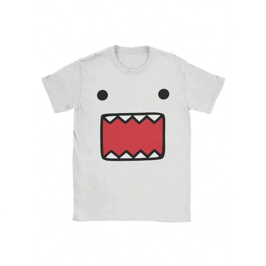 Y2k Domokun Babyface T Men's Cotton Crazy T-Shirt Crew Collar T-Shirt Short Sleeve Top Adult - 白色 - 查看 1