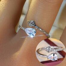 1pc Versatile Cubic Zirconia Inlaid Open Ring