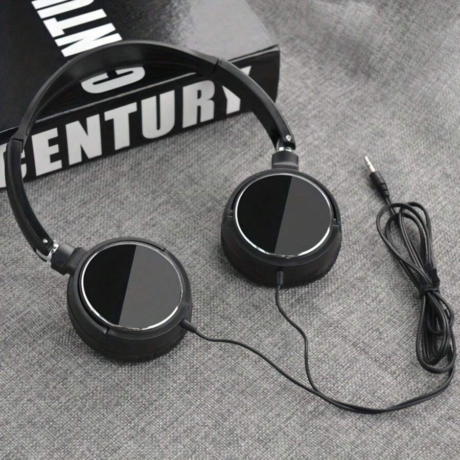 1pc 3.5mm Plug-In Over-Ear Wired Headphones - Fashionable White And Black, Comfortable Padded Earcups, Cable, Ideal For Gaming, Music Listening And Video Watching - 彩色 - 查看 1