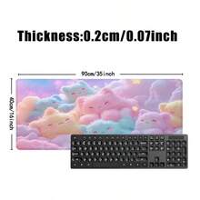 Extra Large Cute Pink Cat Cloud Gaming Mouse Pad - Rubber Bottom, Durable Edging, Soft & Comfortable, Featuring Playful Cat & Star Patterns, Perfect Gift For Boyfriend/Girlfriend. Gaming Pad | Amusing Design | Durable Pad | Ideal For Cat Lovers - Multicolor - View 8
