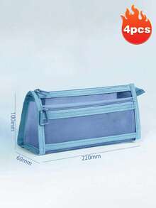 1个透明大容量学生文具笔袋，时尚简约设计，考试笔袋，透明网眼笔袋，简约学生文具包，适用于大学入学考试、学习办公用品、学校用品、返校季 - 彩色 - 查看 22