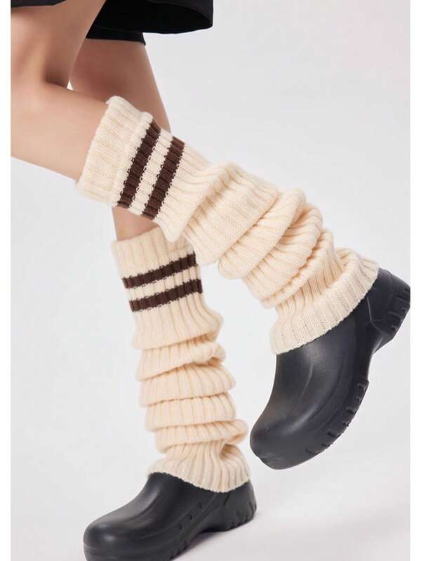 70 cm dzianinowe, bardzo długie i grube, prążkowane getry, ciepłe, wkładane przez kolano, jednolity kolor, jesień/zima