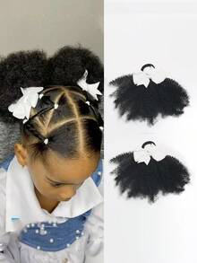 Kids Soft Cute Puff Elastic Band Twist Ponytail Go Afro Kinky Marley Bouncy For Baby Girls 2pcs ﻿