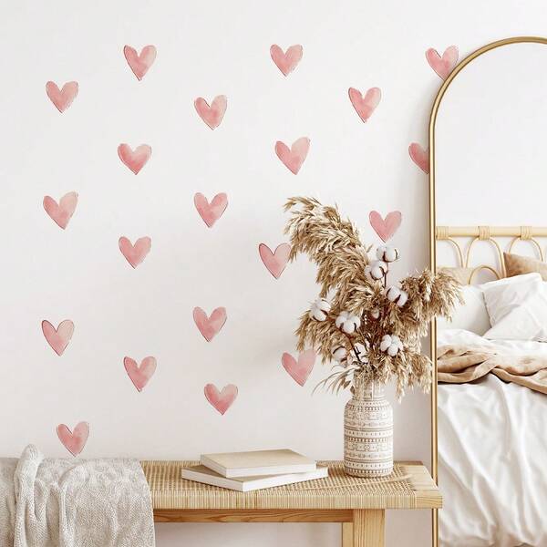 6 قطع/مجموعة ملصقات جدارية قلبية الشكل قابلة للإزالة ومقاومة للماء، ملصقات ديكورية للمنزل والمكتب، مناسبة لعيد الحب وأعياد السنة الجديدة