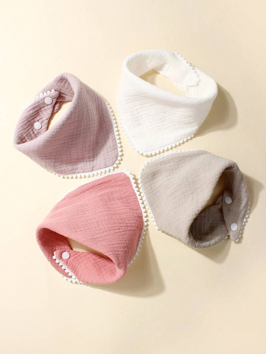 4pcs/Set Candy Color Cute & Soft Baby Bibs, Suitable For Boys And Girls Daily Use - Multicolor - View 1