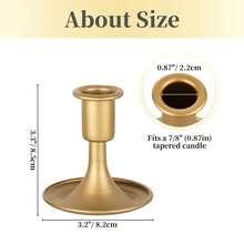 Gold Taper Candle Holder Set Of 2/6/12, Short Skinny Brass Candlestick Holders, Vintage Small Low Metal Candles Sticks For Wedding Centerpieces Christmas Birthday Party Holiday Dinning Table Decor