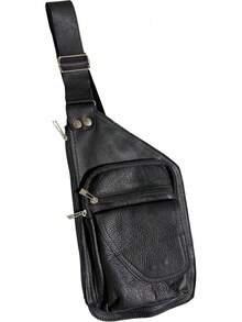 Bolso Bandolera, Pechera de Piel Genuina para Hombre, Estilo Mensajero, Color Café, Hecho en México, Con Múltiples Compartimentos y Correa Ajustable - Cafetería - Ver 11