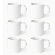 Kit de 6 Canecas Porcelana Lisa Branca 300ml - Branco - Visão 1