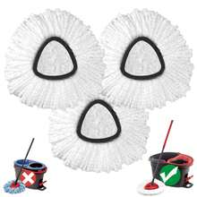 Mop Head Replacement, 3 Pack Spin Mop Refill Replace Head Compatible O Cedar Easywring 1-Tank System, Great Cleaning Power, Microfiber, Helper Housework, Machine Washable Easy-To-Replace, White - trắng - Xem 11