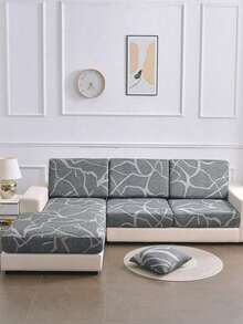 1pc Stripes & Floral Print Stretch Sofa Seat Cushion Cover, All Season - Multicolor - View 5