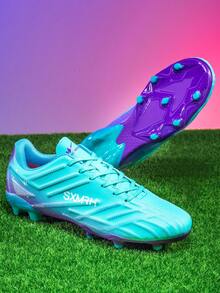 STARNOVO Unisex Neue Niedrig-Top Schnürschuhe Fußballschuhe, Lange Stollen Outdoor Fußballschuhe für Rasen, Geeignet für tägliche Fußballspiele und Training, Geeignet für alle Jahreszeiten, Fußballschuhe für Frauen - Babyblau - Übersicht 5