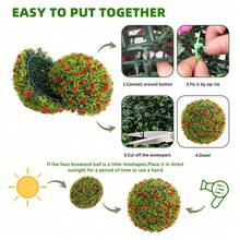 Meiyiu Artificial Topiary Balls For Home Decor, Large Hanging Topiary Balls For Indoor Outdoor Decor Wedding Housewarming,With Flowers - Red-16.5 Inch-2 Pack - View 4