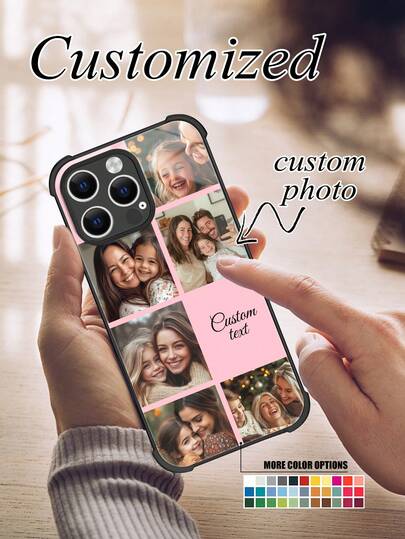 1 Personalized Custom Couple Father Mother Child Pet Photo High-Definition All Inclusive Lens Black TPU Precision Hole Four Corner Phone Case Compatible With Apple 11/12/13/14/15/16/16 Pro/16 Plus/16 Pro Max/17pro/17pro Max/Air Shell And Other Models, Holiday Gifts For Friends And Family, Ideal Gifts For Her, Boyfriend, Girlfriend, Family, Friends, Grandparents, Couples, Anniversaries, Birthdays, Etc