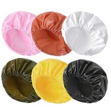 6 PCS Gorros de Ducha para Mujeres, Gorro de Ducha Impermeable de Doble Cara, Gorros de Baño Elásticos Reutilizables para Ducha, Gorros de Baño de EVA, Gorros de Ducha para el Cabello - Color Caramelo - Sólido B - (Negro Blanco Rosa Amarillo Rojo Ladrillo Verde Oscuro) - Ver 2