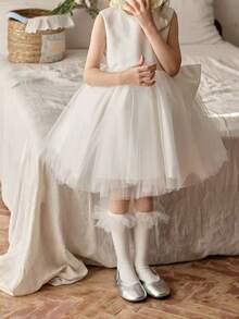 2 Pairs New Lace Mid-Calf Socks For Kids, Cute Ballet Dance Ruffle Socks - Multicolor - View 1