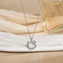 Light Luxury Diamond-Studded Titanium Steel Necklace For Women, Elegant And Cute, Fashionable For Students, Niche Design Collarbone Chain - XL01619G - 查看 3